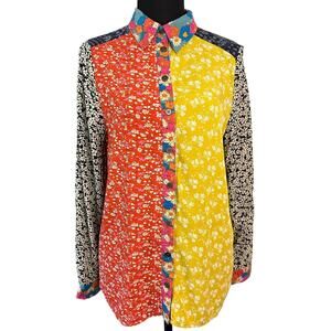 Natural Life Esme Patchwork Long Sleeve Button Down, Size M